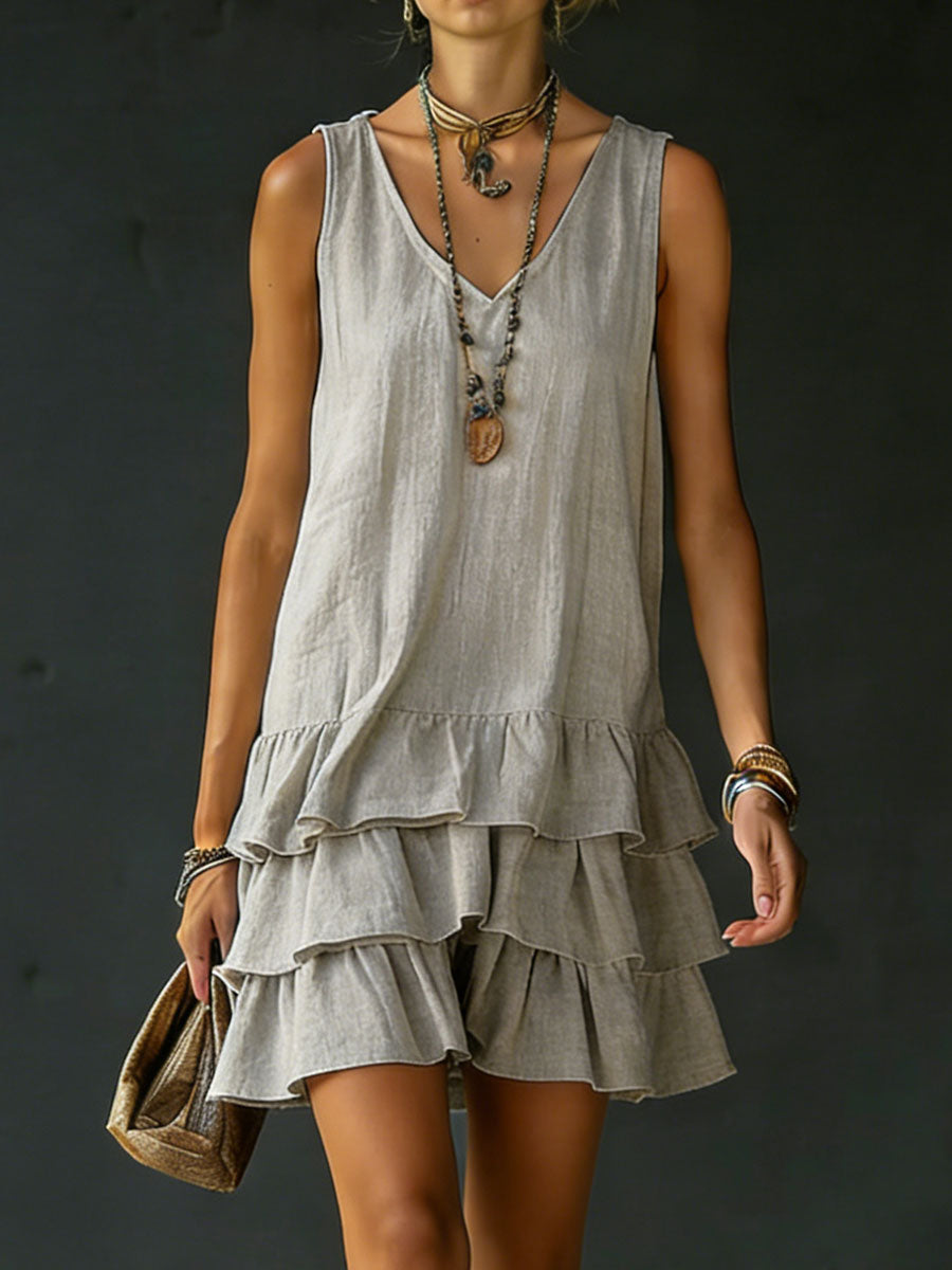 EDEN | V-neck sleeveless dress with side pockets