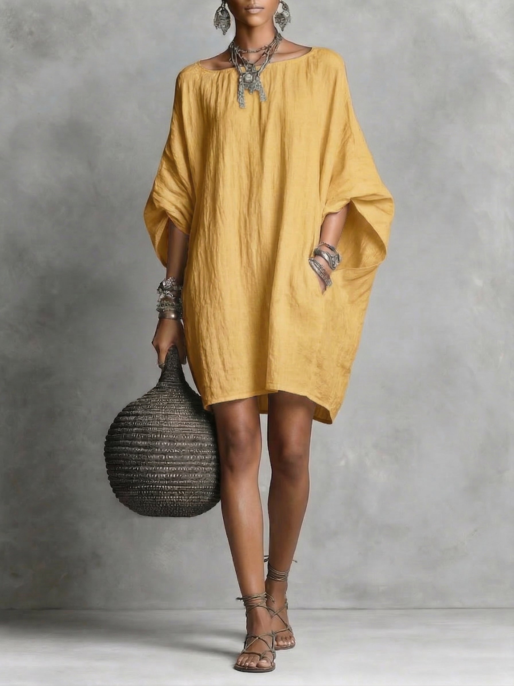 DAISY | Relaxed long-sleeve dress with side pockets