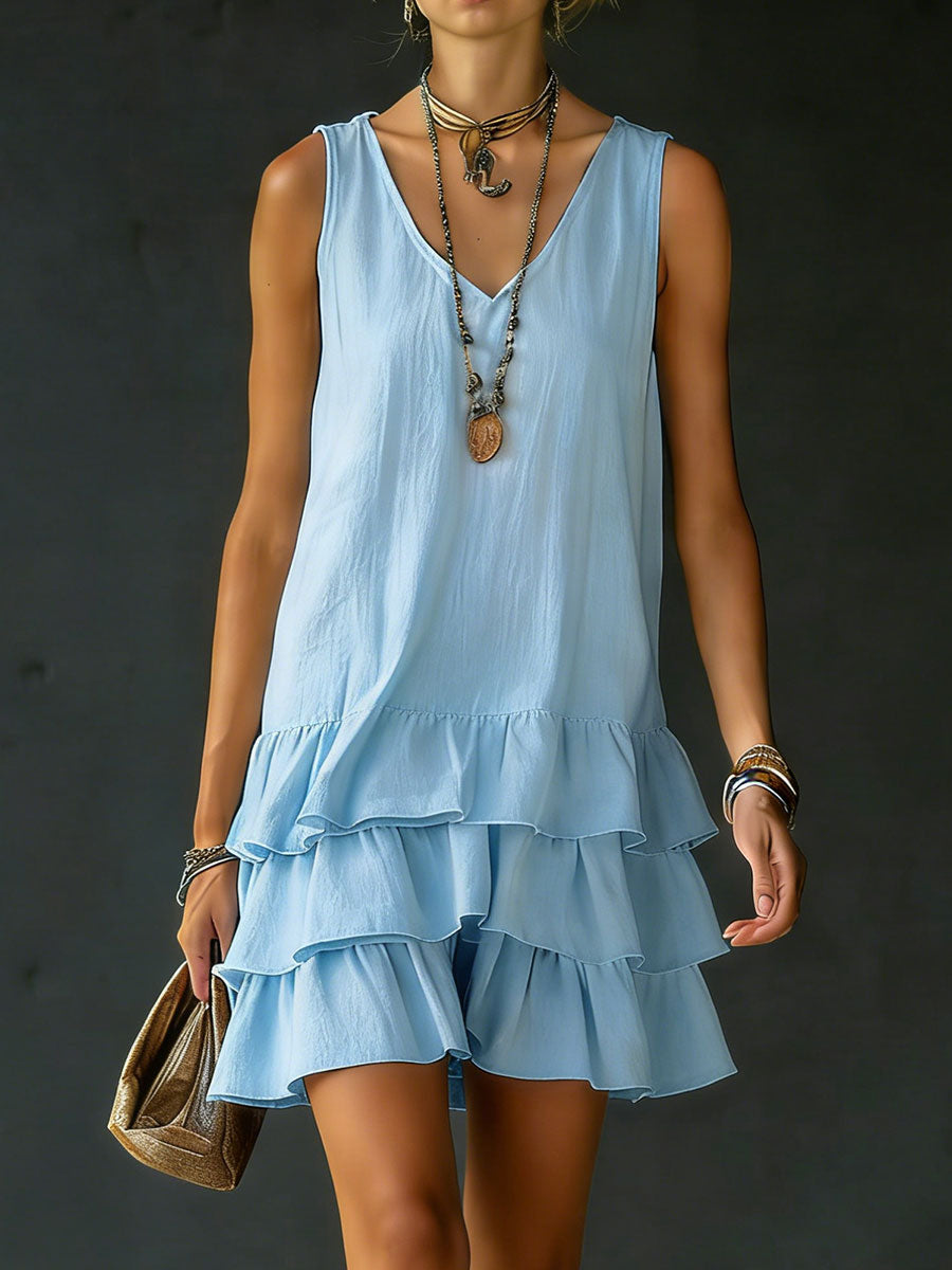 EDEN | V-neck sleeveless dress with side pockets