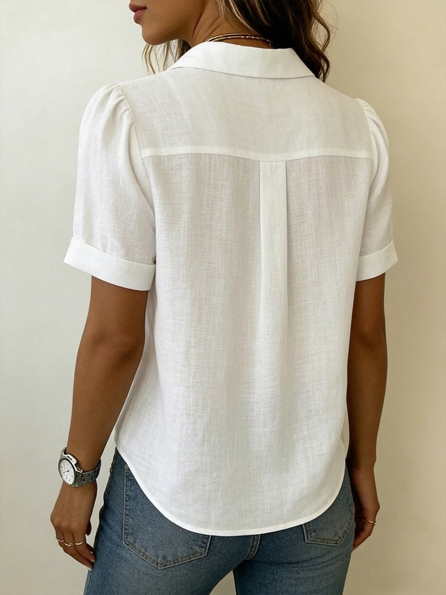 HARPER | Short-sleeve lapel shirt in woven fabric
