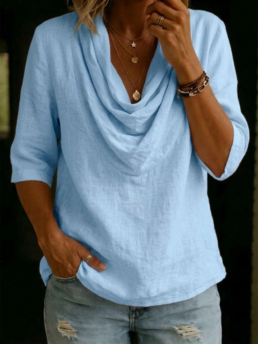 EDEN | Relaxed swing-neck shirt in soft-touch fabric