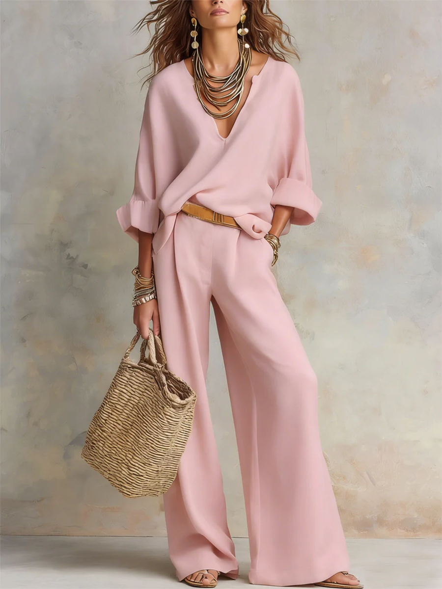 FRANKIE | Sleeveless V-neck top with wide-leg pants