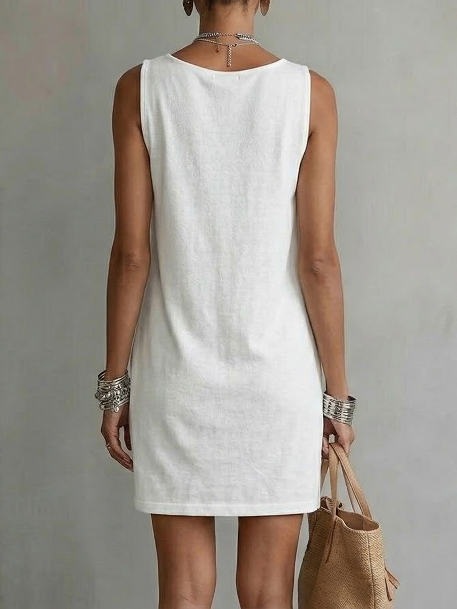 EDEN | Sleeveless dress with draped neckline