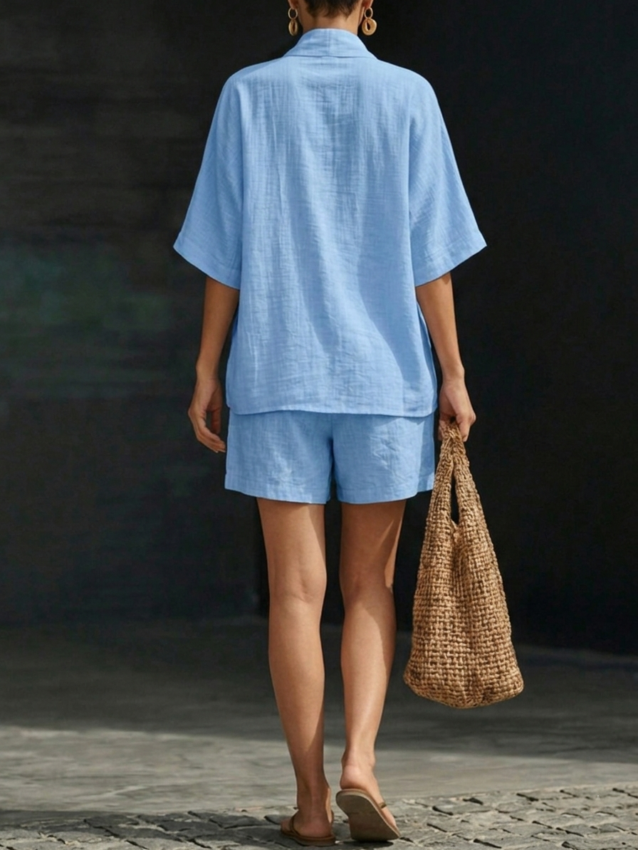 EDEN | V-neck top and shorts set
