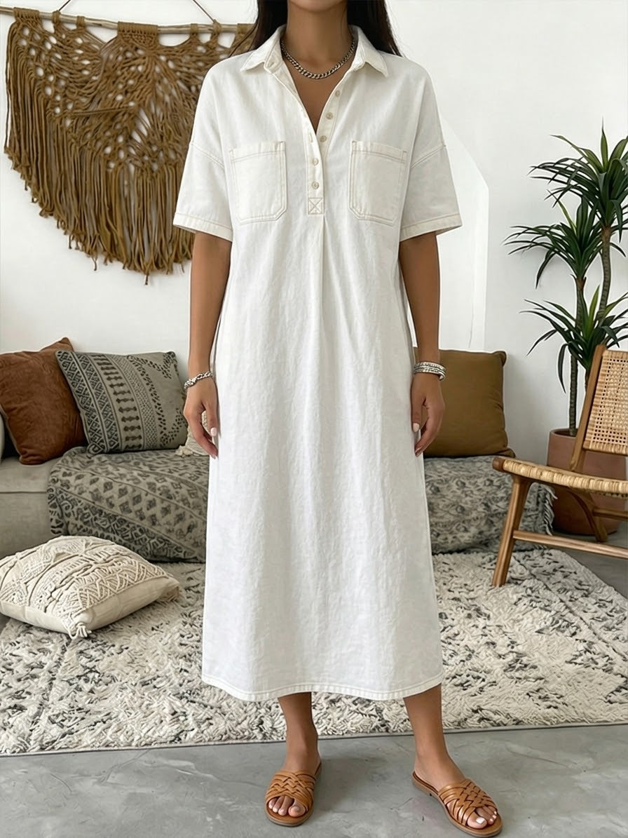 FRANKIE | Short-sleeve polo dress in structured fabric