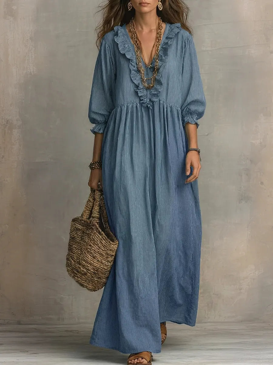 SUMMER | Striped maxi dress with ruffle hem