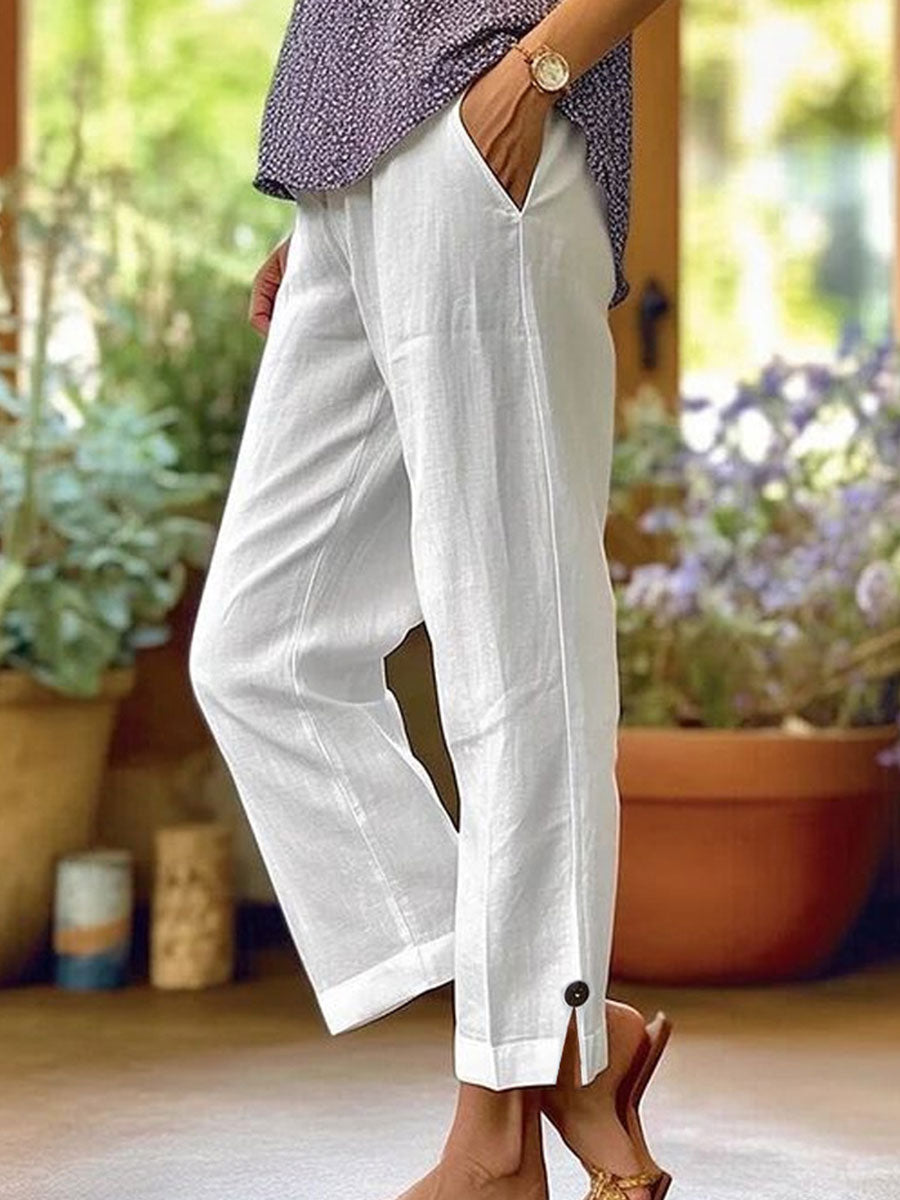 FRANKIE | Elastic-waist pants with slant pockets