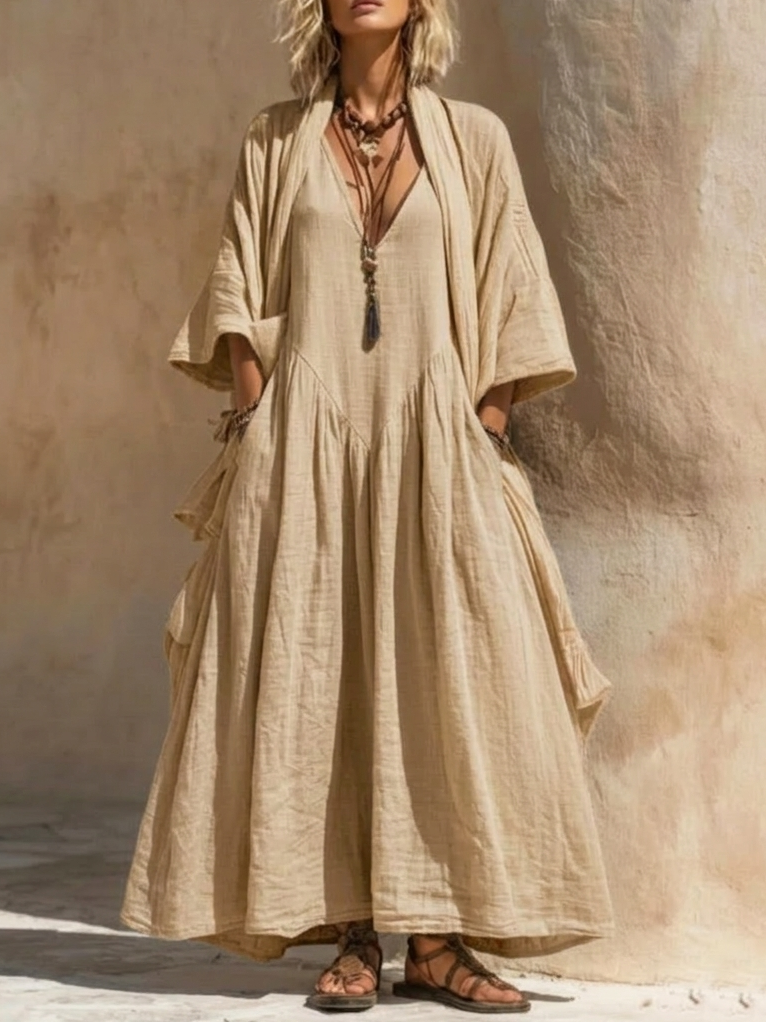 FRANKIE | Relaxed maxi dress with open-front cardigan