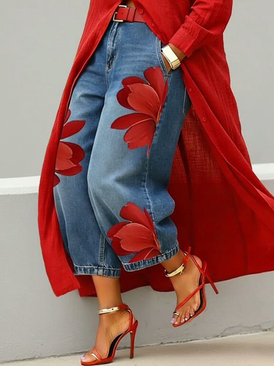 REMI | Everyday jeans with artistic red print