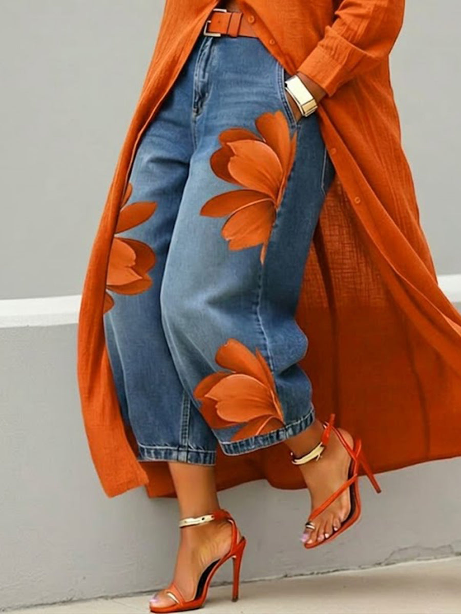 REMI | Everyday jeans with artistic red print
