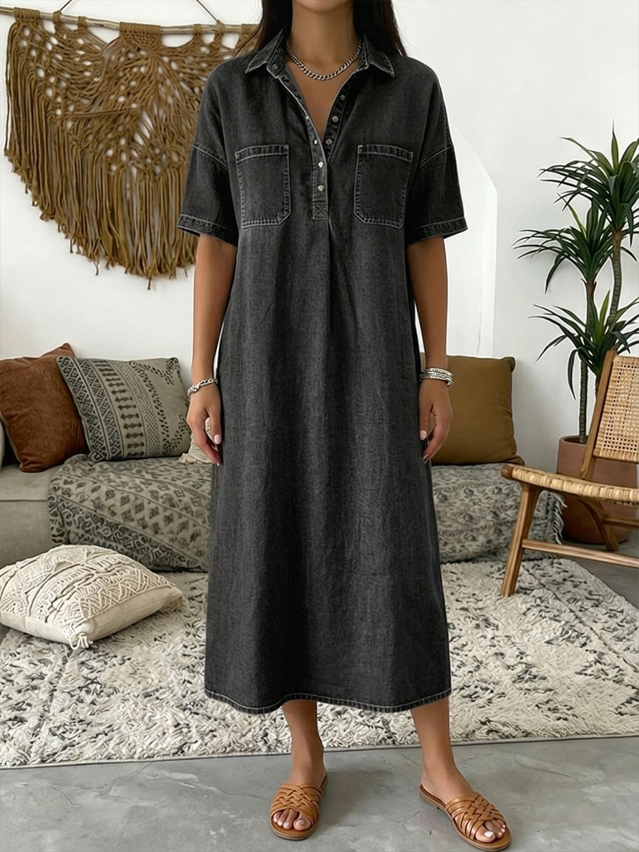 FRANKIE | Short-sleeve polo dress in structured fabric