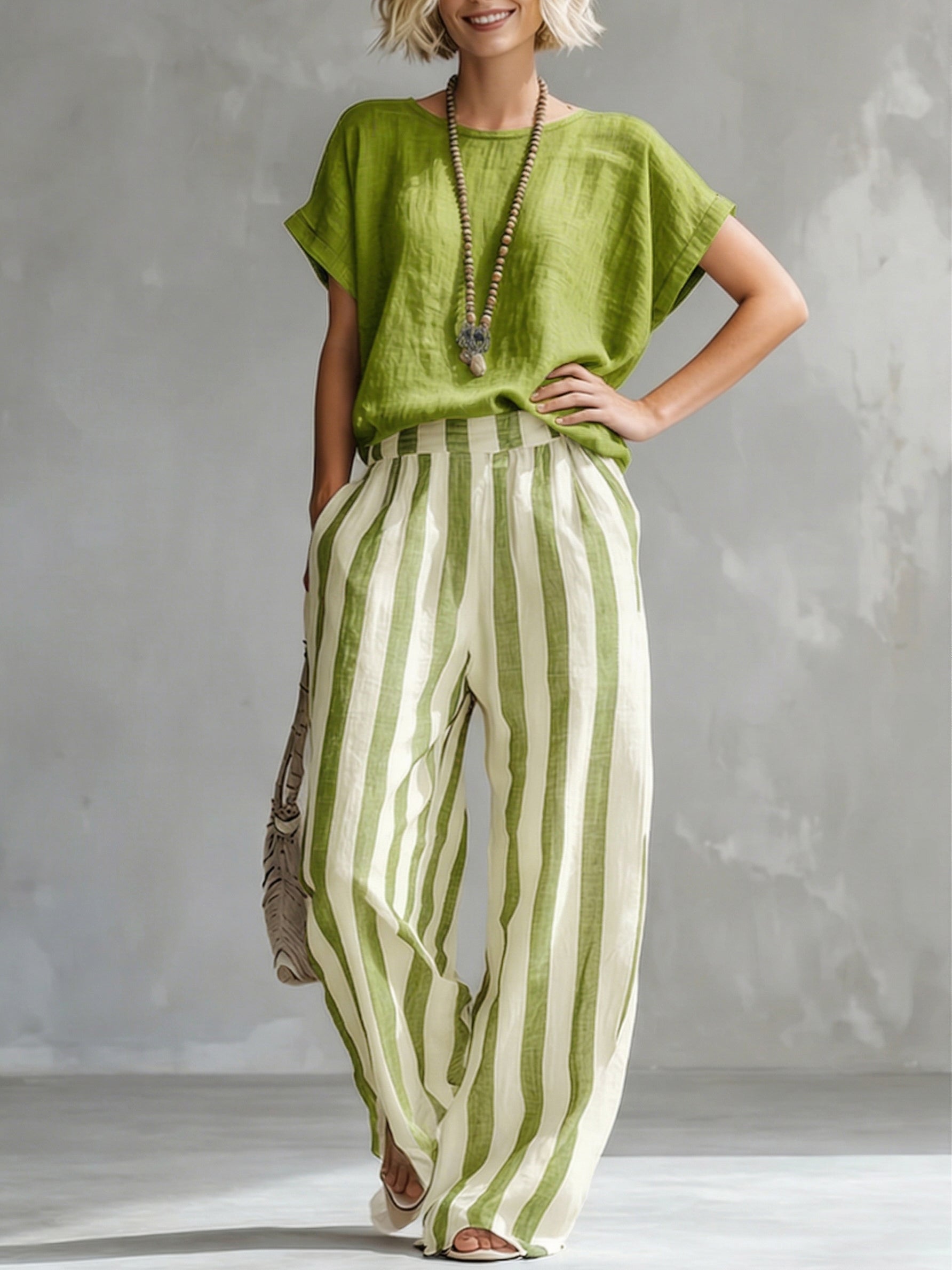 FRANKIE | Striped co-ord set with straight-leg pants