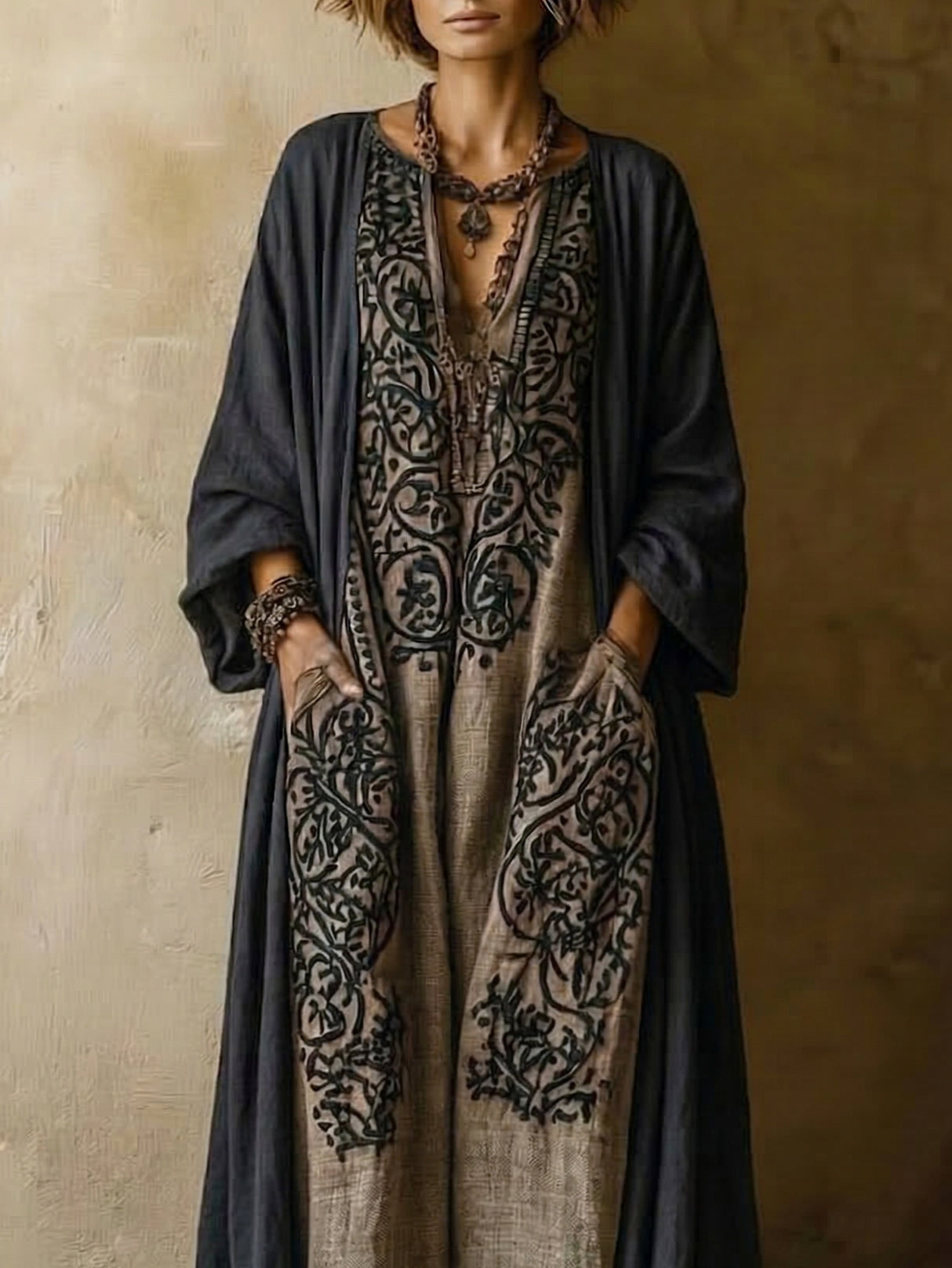 INDIE | Long-sleeve maxi dress and cardigan set