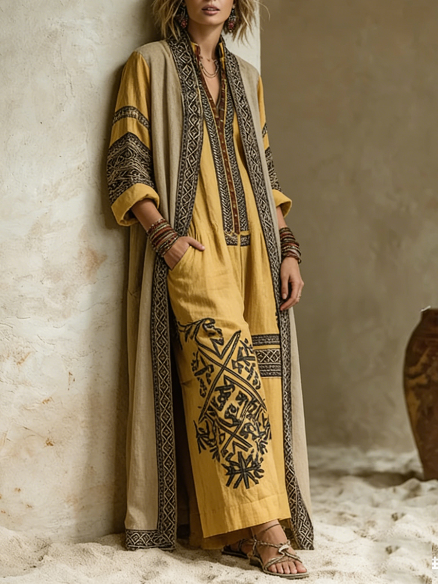 INDIE | Breezy printed jumpsuit and cardigan set