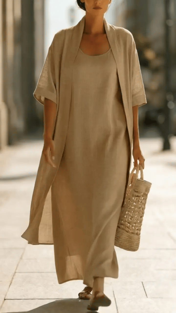 EDEN | Relaxed two-piece set with half-sleeve cardigan