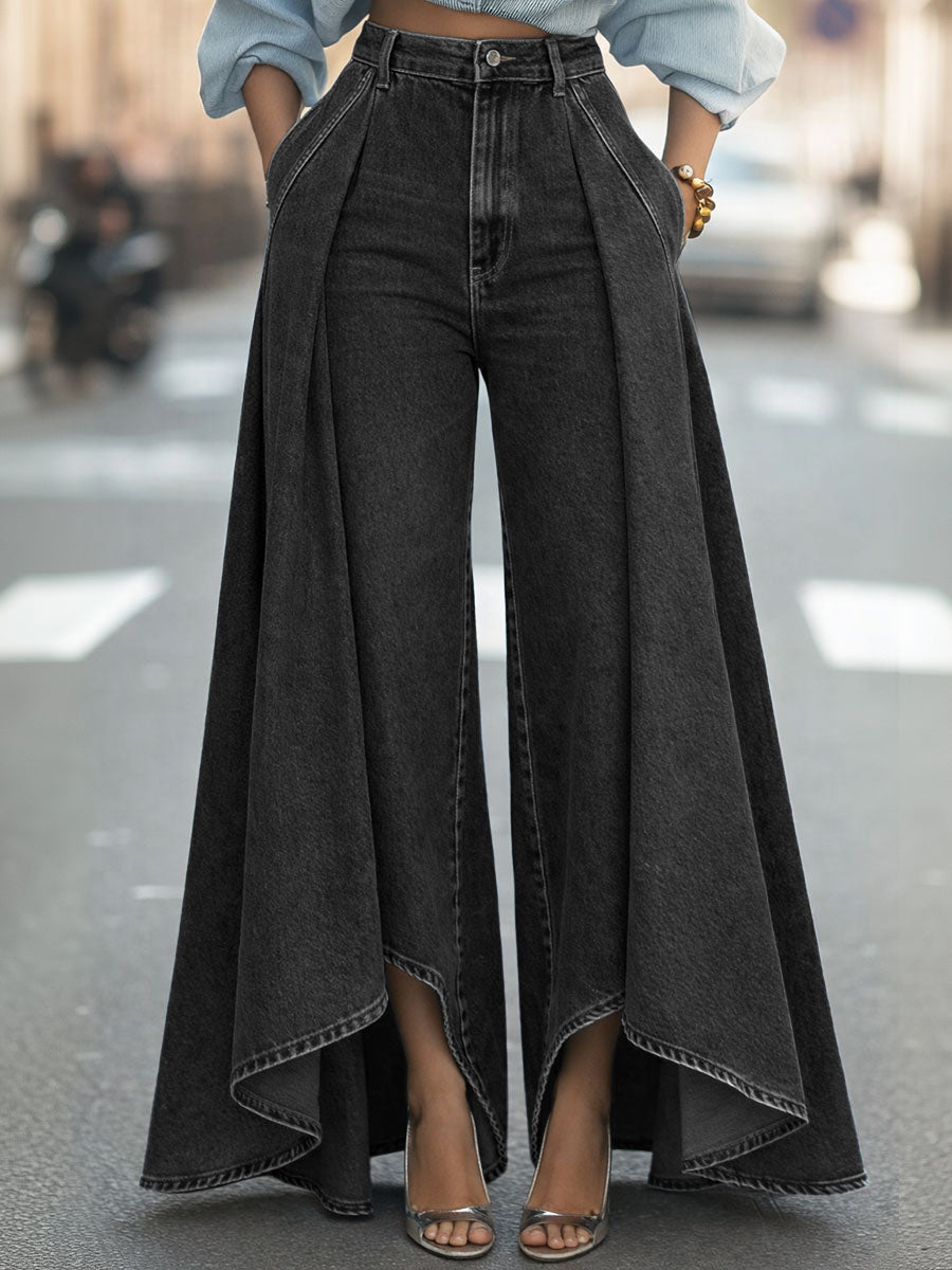 MORGAN | Wide-leg jeans in soft-touch fabric