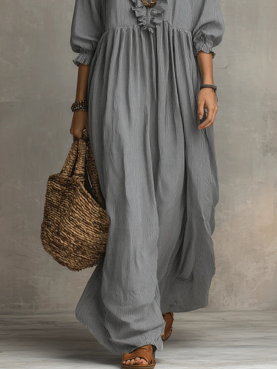 SUMMER | Striped maxi dress with ruffle hem