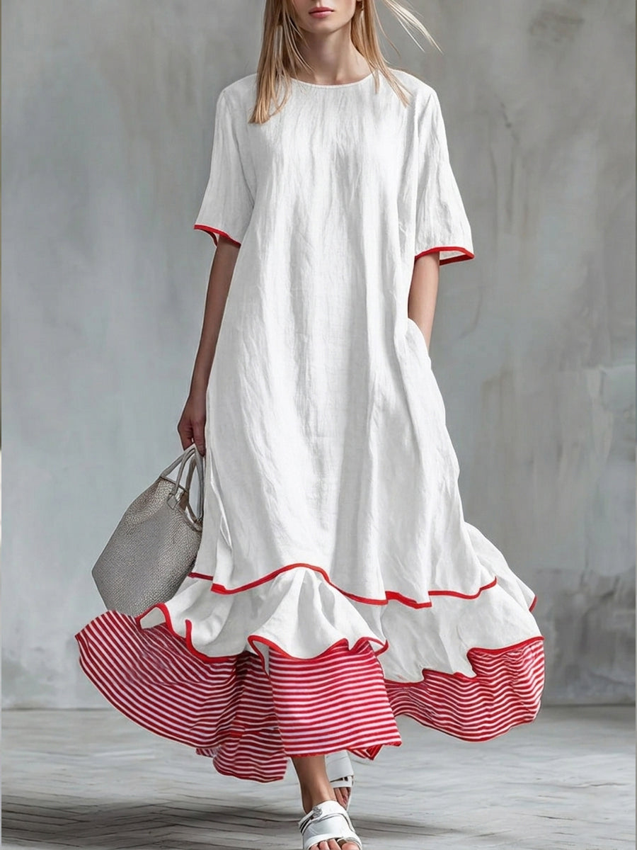 DAISY | Relaxed striped midi dress with short sleeves