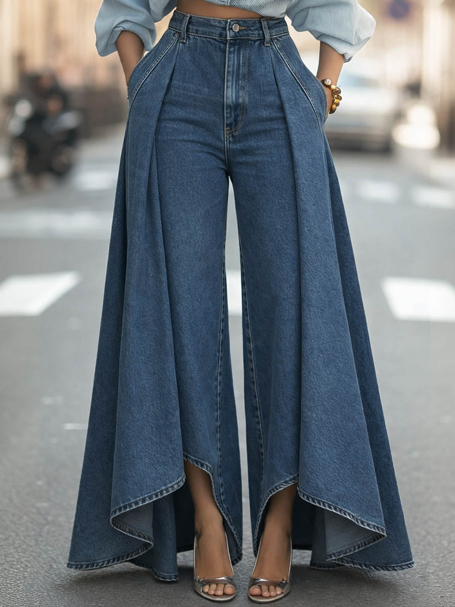 MORGAN | Wide-leg jeans in soft-touch fabric