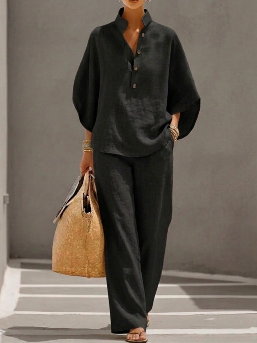 EDEN | Wide-leg pants set with batwing top