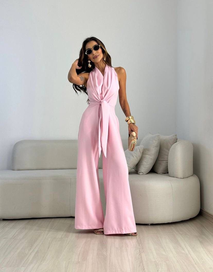 CAROL | Soft-touch wide-leg jumpsuit with defined waist