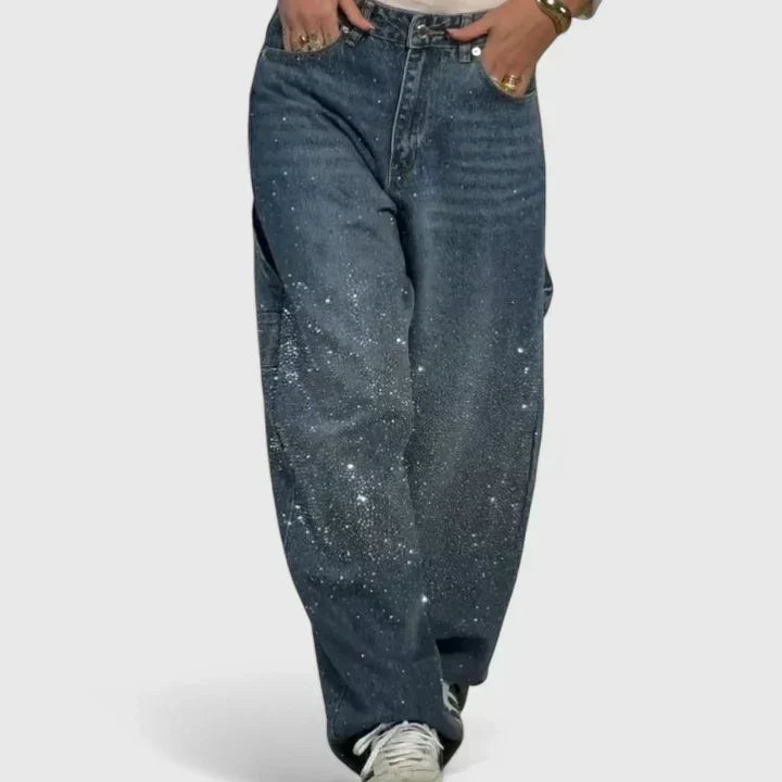 MELIZYRAH | Straight-leg pants with crystal detail