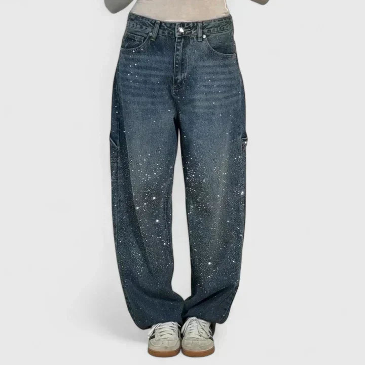 MELIZYRAH | Straight-leg pants with crystal detail