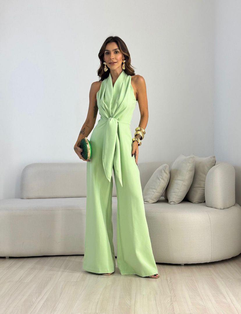 CAROL | Soft-touch wide-leg jumpsuit with defined waist