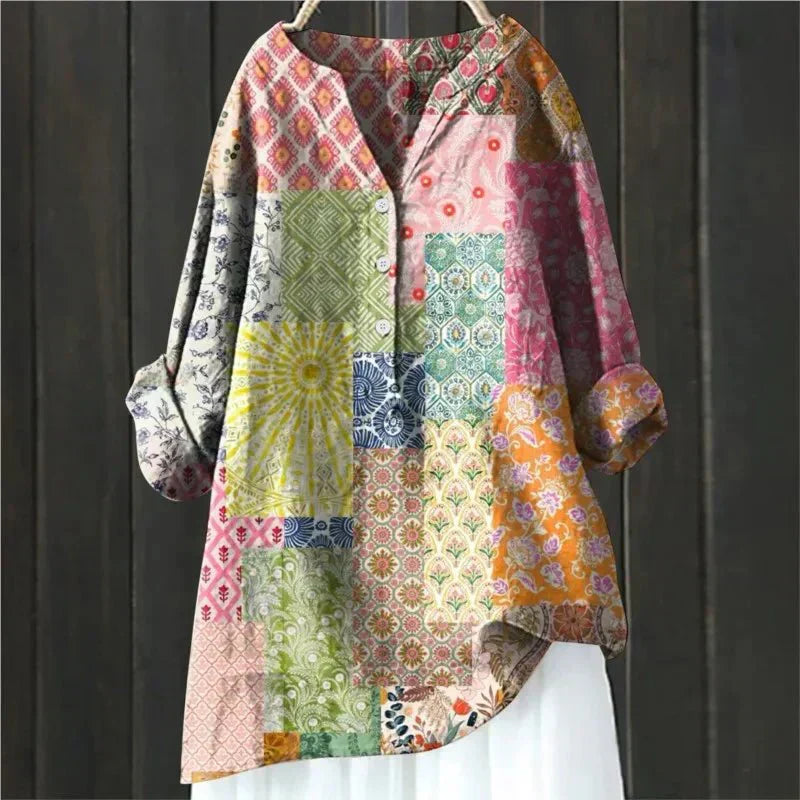 DAISY | Linen-blend blouse with floral print