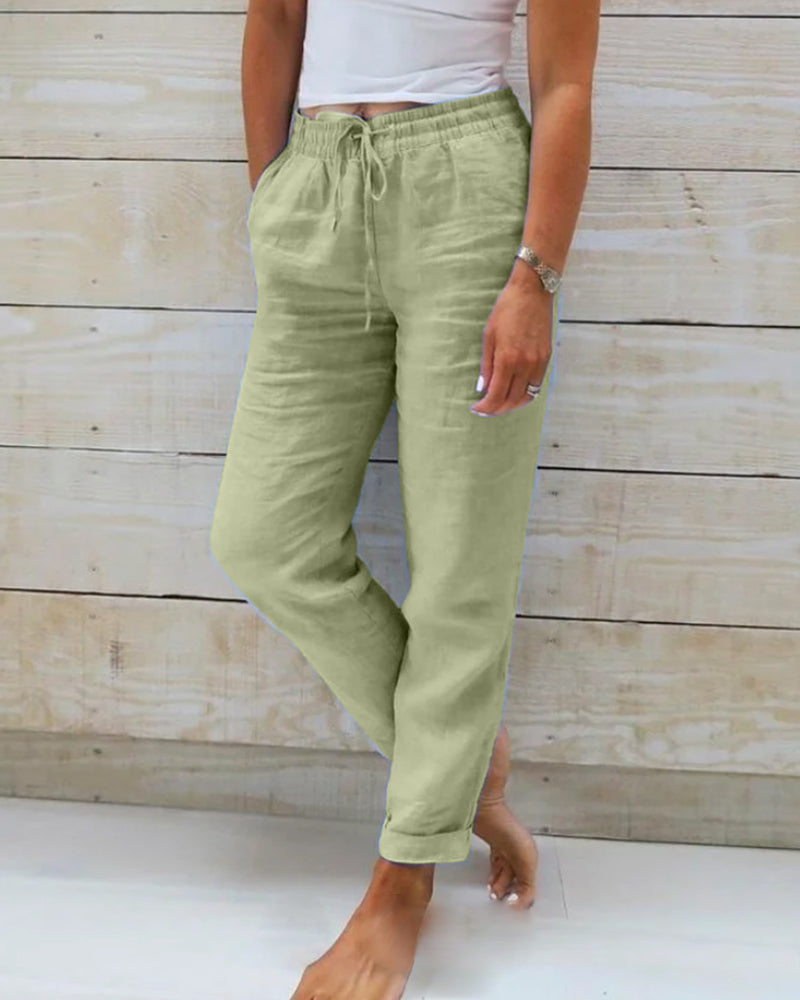 AURORA | Drawstring-waist pants with straight leg