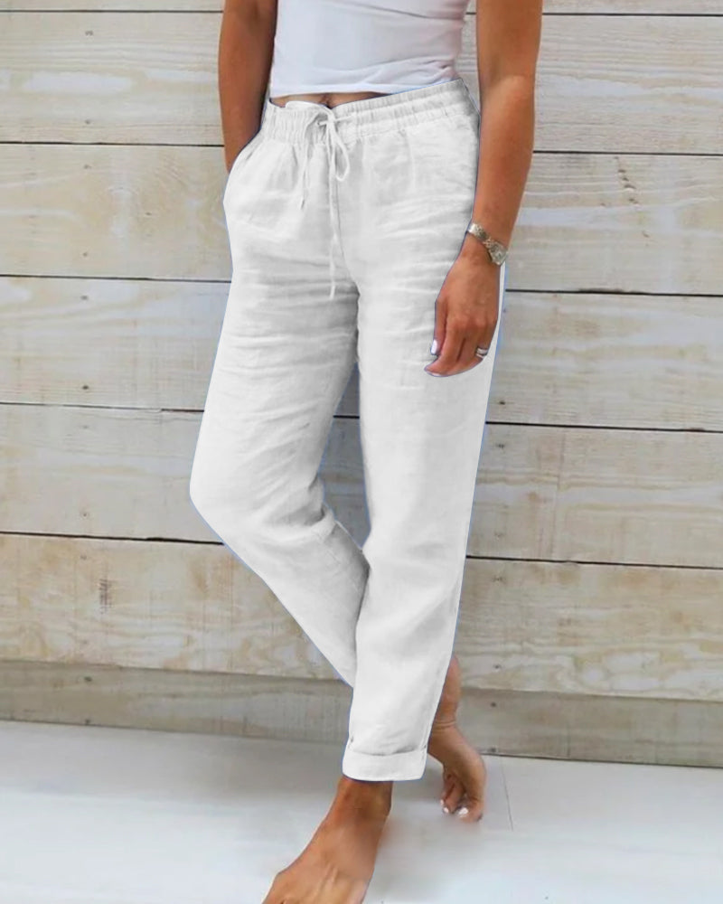 AURORA | Drawstring-waist pants with straight leg