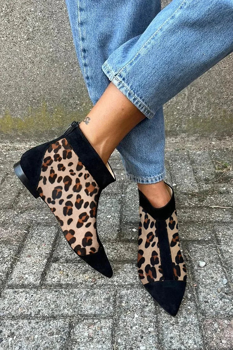 REMI | Pointed-toe ankle boot in leopard texture