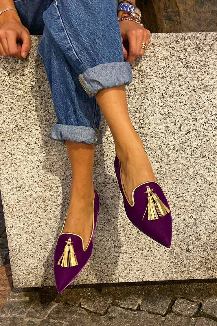 HARPER | Tassel-front loafer with pointed toe
