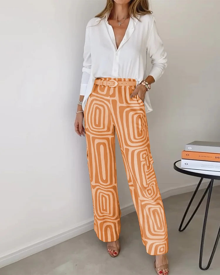 LYSA | Geometric print co-ord with wide-leg pants