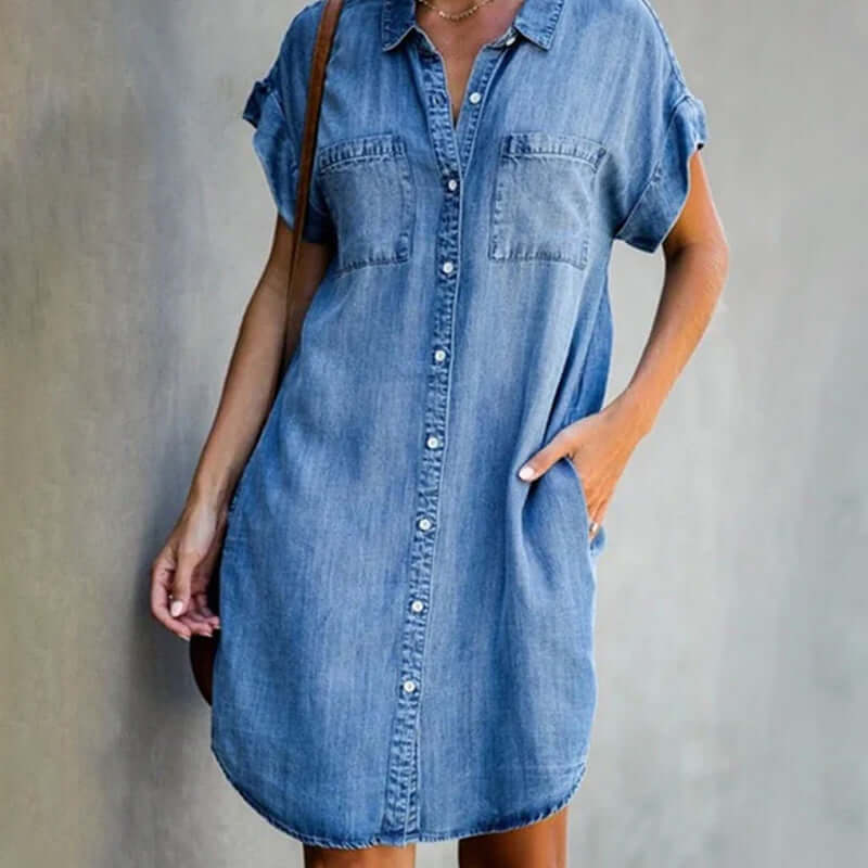 VALERIE | Soft-touch denim midi dress