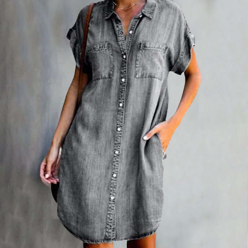 VALERIE | Soft-touch denim midi dress