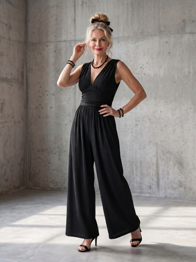 VINCENZA | Jumpsuit with wide-leg pants
