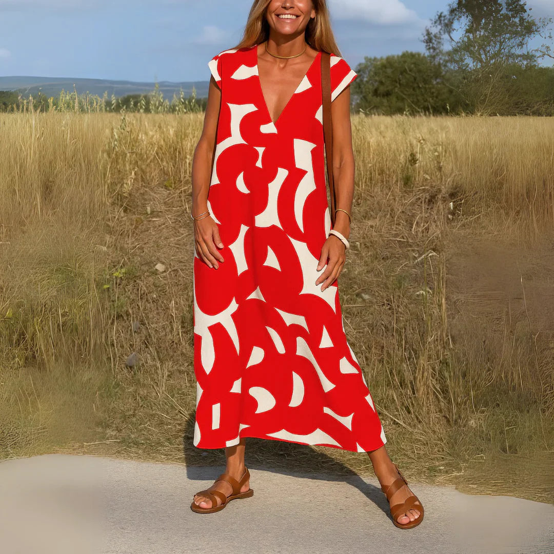 TATIANA | Cutwork maxi dress in soft-touch fabric