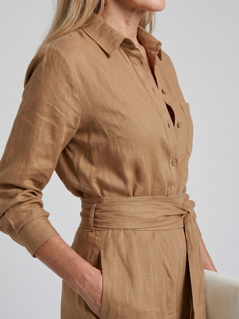 JOVIE | Button-front wide-leg jumpsuit with waist tie