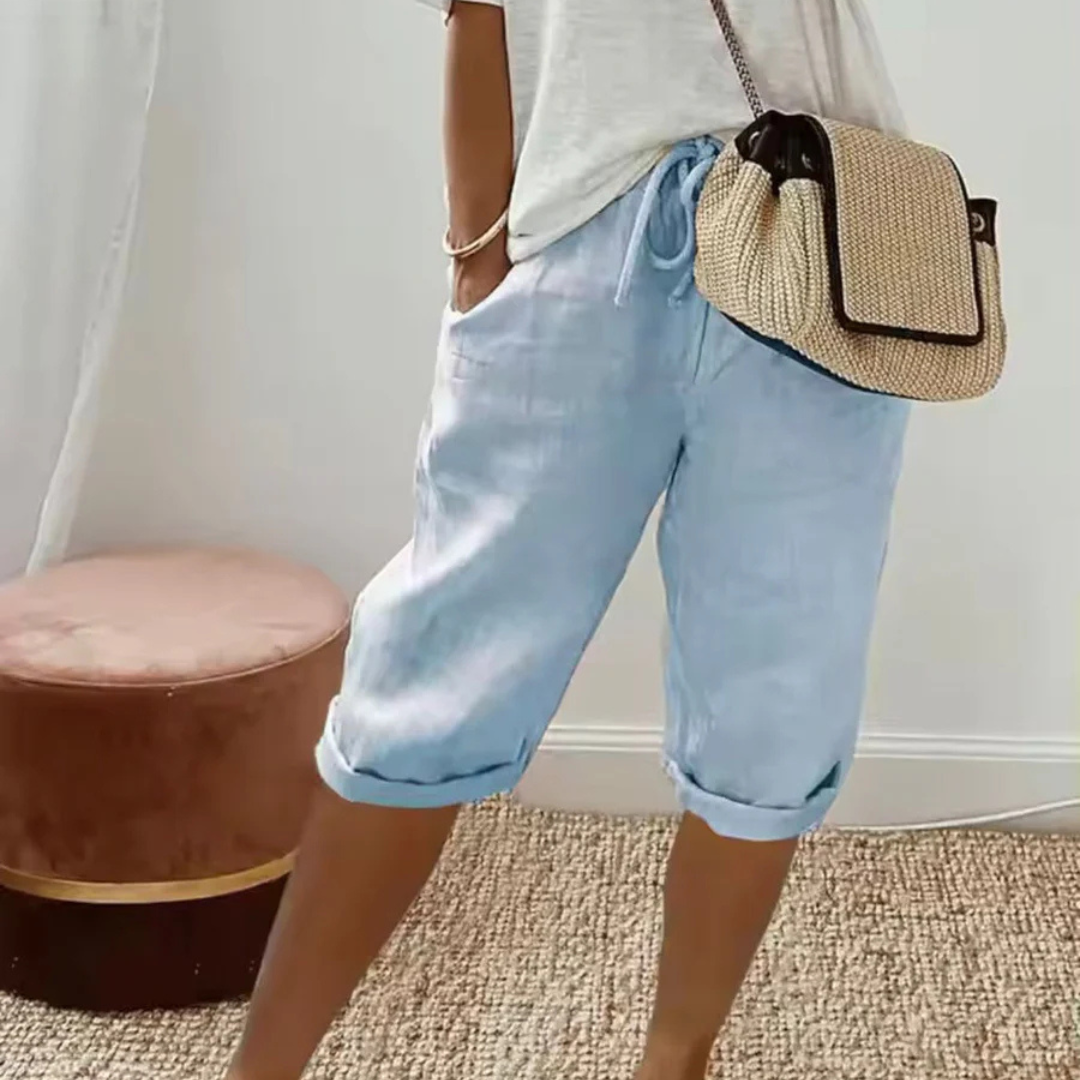 FENLEY | Linen capri shorts with drawstring waist