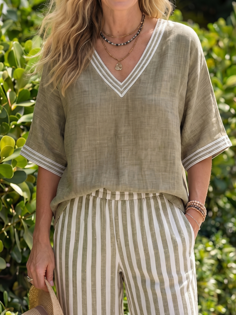 WREN | Set with wide-leg striped pants