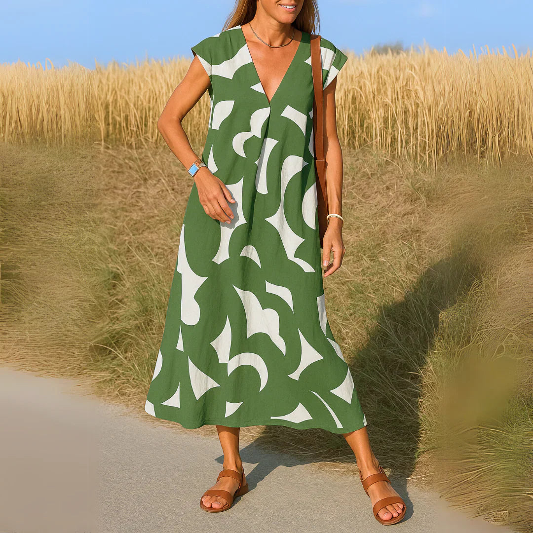 TATIANA | Cutwork maxi dress in soft-touch fabric