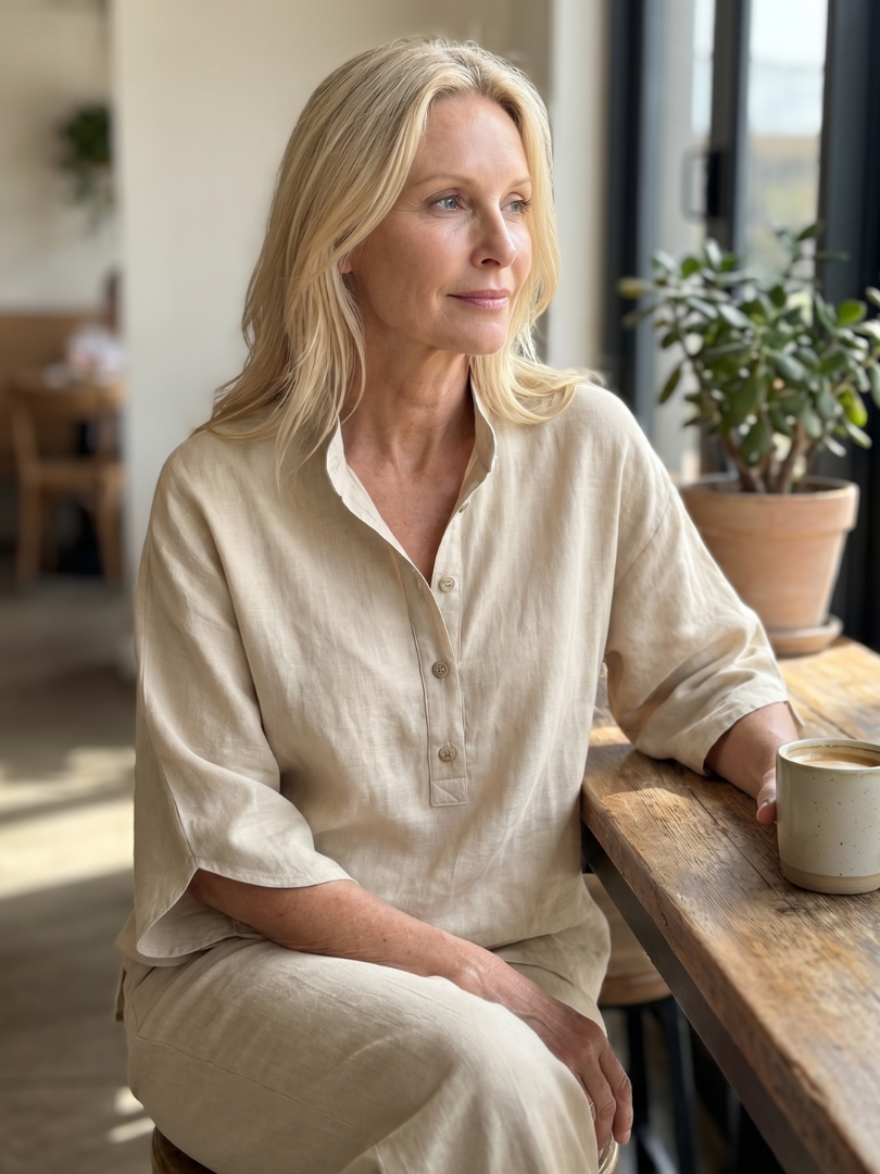 AMITY | Set with button-front tunic top