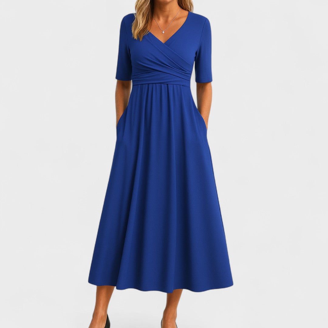 ELEANOR | Elbow-sleeve midi dress with pockets