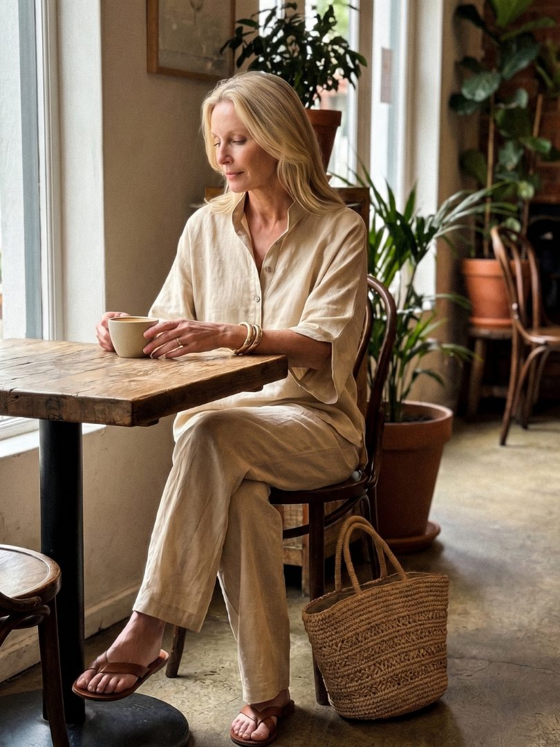 AMITY | Set with button-front tunic top