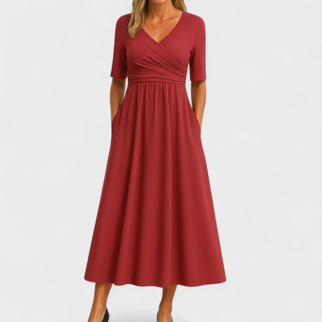 ELEANOR | Elbow-sleeve midi dress with pockets