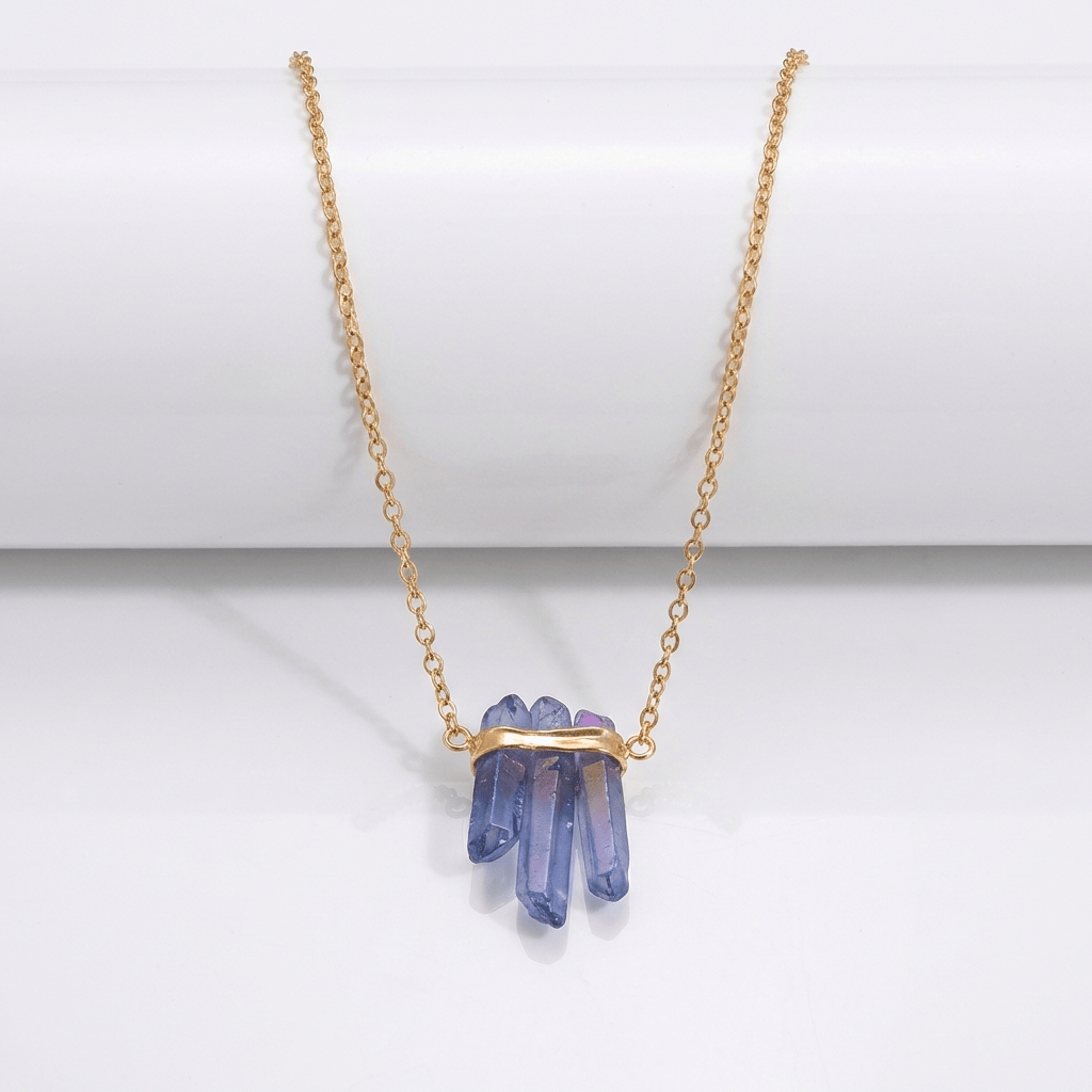AURORA | Amethyst cluster pendant necklace in gold