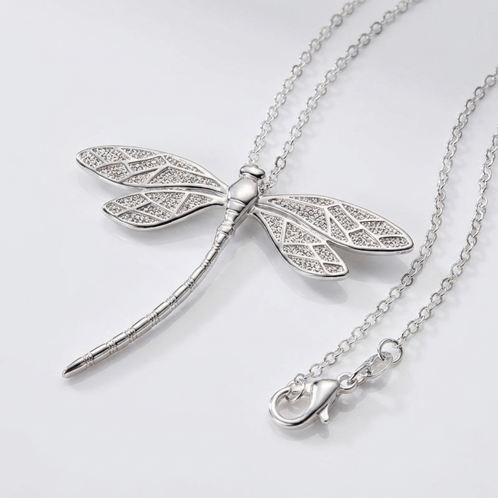DRAGONFLY | Vintage-style silver dragonfly necklace