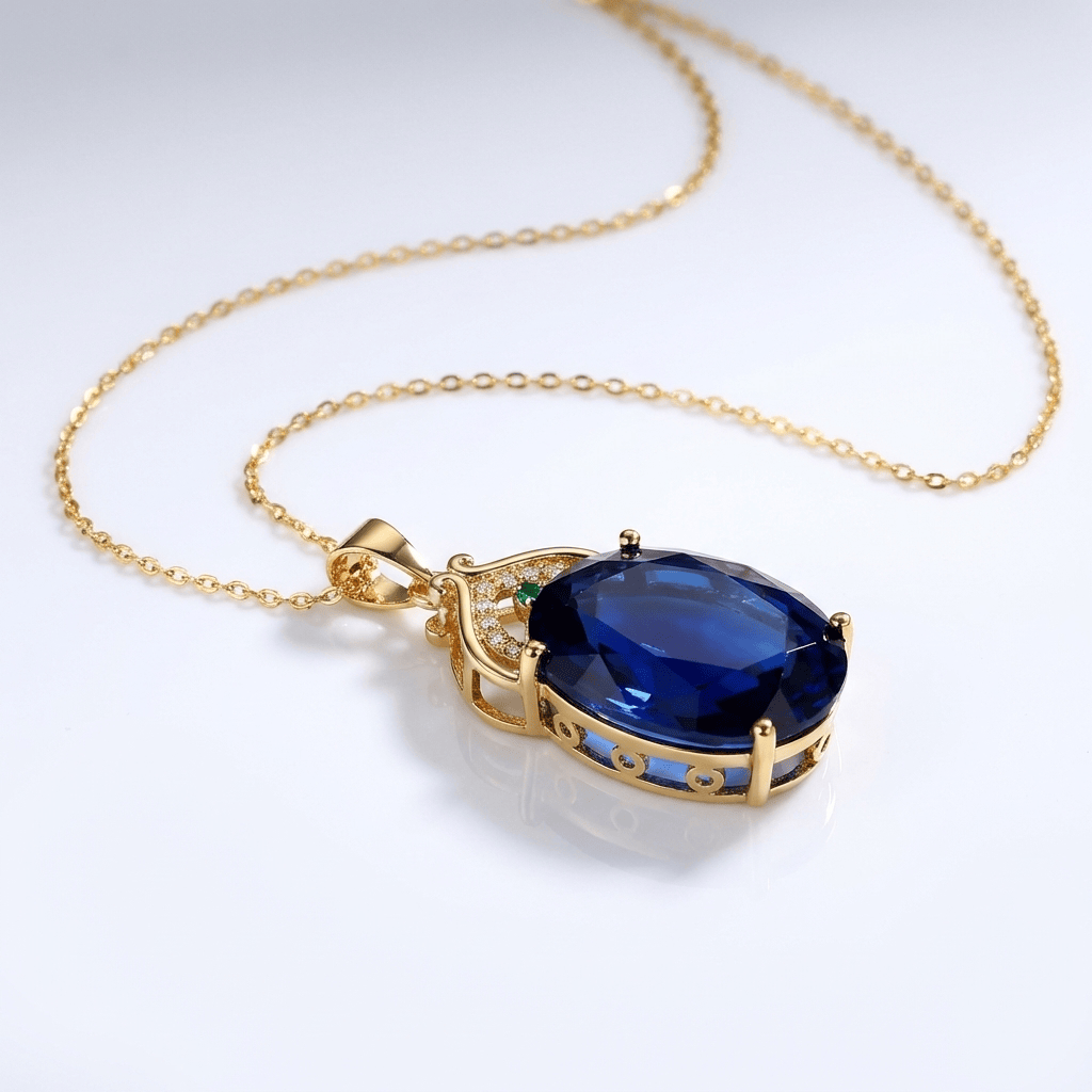 AURORA | Gold-set necklace with blue topaz stone