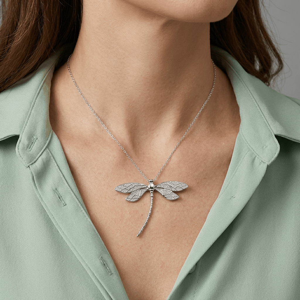DRAGONFLY | Vintage-style silver dragonfly necklace